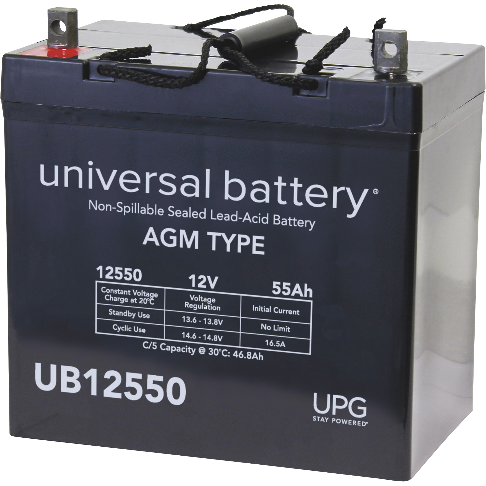 Upg Universal Sealed Lead Acid Battery — Agm Type 12v 55 Amps Group 22nf Model Ub12550 8459